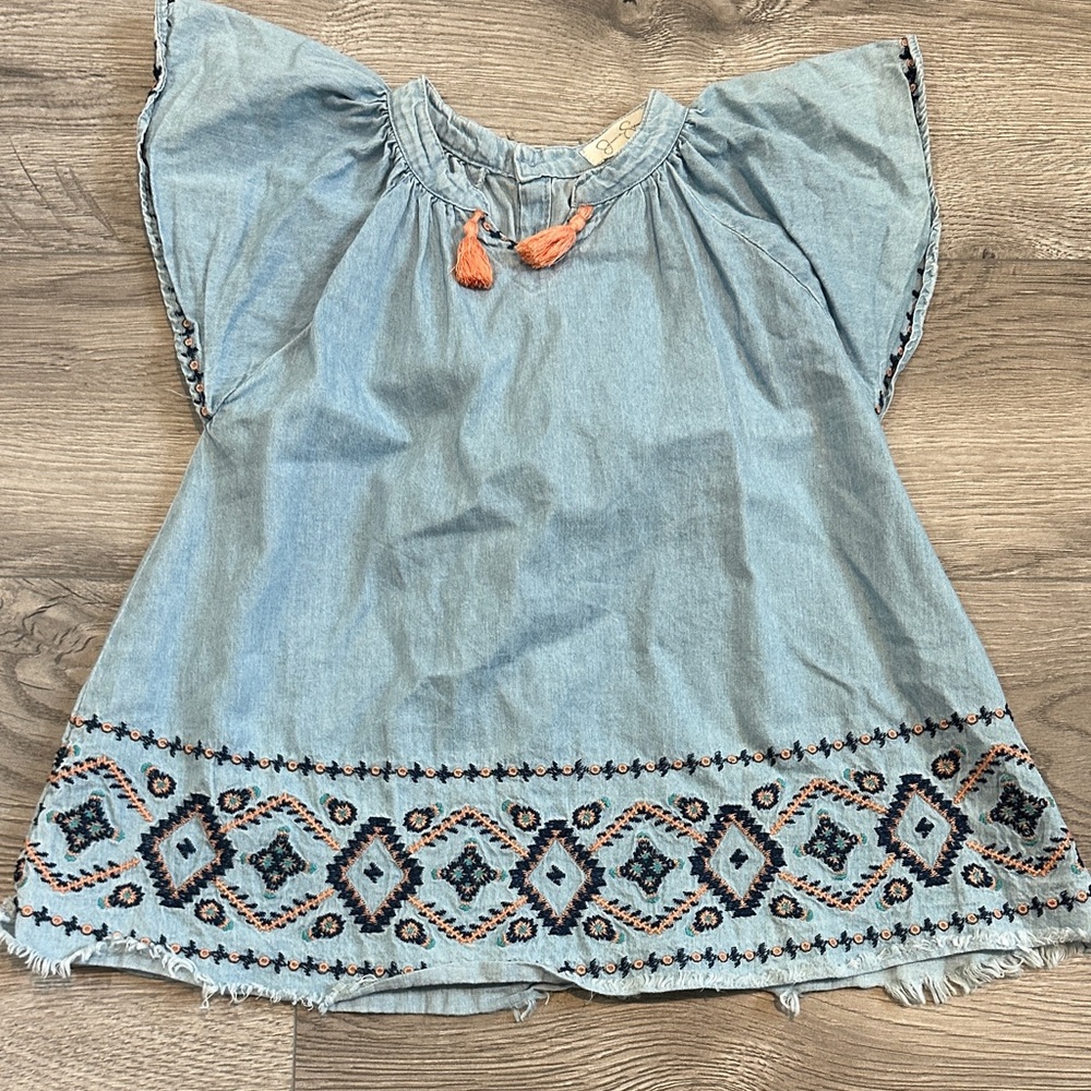 Jessica Simpson Light Blue Embroidered Kids Blouse